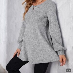 SHEIN Light Gray Ribbed Maternity Knit Tunic
